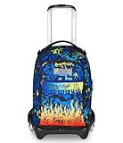 Seven Schultrolley Jack 3 Räder, Blau, Rucksack mit abnehmbarem Carrxllo von 34 l, Trinkflaschentasche und Crossover System, handlich robust, für Grund- und Mittelschule, Kinderrucksack, blau, Taglia