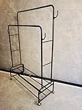 Kleiderständer auf Rollen, Garderobenständer Schwerlast, 2 Kleiderstange 4 Haken 2 Lagen Staufächer bis 120 kg Belastbar, Kleiderständer mit Rollen, Stabil Clothes Rack, Flur (Schwarz, 76x42x156cm)