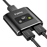 Fokky HDMI Switch HDMI Splitter 4K @ 60Hz, Aluminium Bi-Directional HDMI Switch 2 in 1 Out or 1 in 2 Out HDMI Splitter HDMI Switcher Supports HD 4K 3D 1080P (Schwarz ohne Datenleitung)