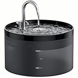 Katzenbrunnen Trinkbrunnen für Katze: 2L Katzenbrunnen für Katzen - Katzen Trinkbrunnen Super Silent - Eingebautes LED Licht - Aktivkohlefilter - Durchsichtiger Wassertank - Schwarz