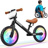 BELEEV C3 Laufrad ab 2 Jahre Mädchen Jungen mit Tragegurt, Höhenverstellbar Sitz und Lenker, LED Leuchträder, Beschreibbare Plakette, Fußstütze, 12 Zoll Laufräder, Geschenk Baby Balance Bike 2-6 Jahre