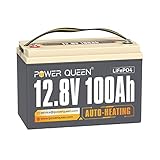 Power Queen 12,8V 100Ah Selbstheizende LiFePO4 Batterie, Eingebaute Heizung, Über 4000-15000+ Zyklen, 100A BMS, Low Temp Working, Premium Ersatz für 12V Blei-Säure, SLA, FLA, AGM, GEL Batterie