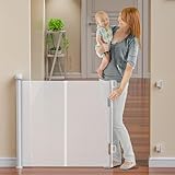 Treppenschutzgitter Ausziehbar für Babys und Hunde,erweiterbar auf 140cm Einzigartiges Design mit verstärktem Fiberglasstab für maximale Stabilität Einfache Einhandbedienung