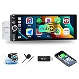 DAB/DAB+1 DIN Autoradio Bluetooth mit Wireless Carplay Android Auto, 6.86 Zoll Auto Radio Touch Display mit Mirror Link für Android/iOS Bluetooth EQ FM/RDS Radio USB/Type-C SWC Rückfahrkamera