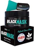 EINFÜHRUNGSANGEBOT - PEELUALS® Black Mask gegen Mitesser | Blackhead Peel-Off Maske + Maskenpinsel | Maske zum Abziehen | Hochdosierte Aktivkohle | For Women & Men- 100ml | Vegan