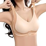 Damen BH Seamless Ohne Bügel Gepolstert BHS Frauen Tiefer V Leicht Luftig Powerful Hebt An Wäsche Strecken Push Up Bustier Klassische Yoga Strecken Alltag Bra (XL)
