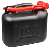 WALSER Benzinkanister 10 Liter, Kraftstoffkanister UN-geprüft mit Sicherheitsverschluss, Kunststoff Kanister, Reservekanister schwarz 16373