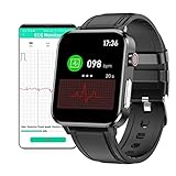 DigiKuber Smartwatch EKG Herren, IP68 Wasserdichter Damen Fitnessuhr mit Pulsmesser/SpO2/Schlafmonitor/Schrittzähler/PPG/HR/Blutdruck, 1,7 Zoll Quadratischer Bildschirm Sportuhr für Android iOS