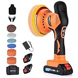 Protmex Poliermaschine Auto Akku - 6 Variable Geschwindigkeit Auto Politur Set 2800-5500RPM 21 PCS Aufsätze, 2 x 21 V 1,5 Ah Akku Poliermaschine für Auto Autopflege Polieren Wachsen Kratzerentfernung