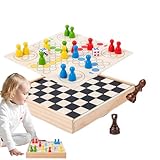 Schachspiel für Kinder, Reiseschachspiel | Fliegendes Schachspiel Schach 2 in 1 | Holzschachspiel, Puzzle-Brettspiel für Erwachsene und Kinder mit fliegenden Schachfiguren und Aufbewahrungsbox