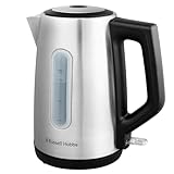 Russell Hobbs Wasserkocher (für heißes Wasser, Tee oder Kaffee, 1,7l Kapazität,Edelstahl,Perfect-Pour-Ausgusstülle,herausnehmbarer&waschbarer Kalkfilter,blau leuchtende Anzeige, 2400W) Heaton 27380-70