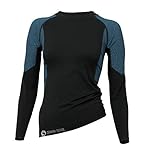 STARK SOUL Damen Seamless Ski Funktionswäsche, Outdoor Unterwäsche (S/M Hemd schwarz/blau)