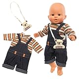 Miunana Kleidung Bekleidung Outfits für Baby Puppen, Puppenkleidung 35-43 cm, Latzhose mit Umhängetasche