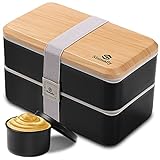 Sinnsally Bento Box Japanisch,Lunchbox mit Fächern,Butterbrotdose Vesperbox Erwachsene,Brotzeitbox mit Besteck Brotbox,Auslaufsicher Brotdose Essensbox Frühstücksbox Jausenbox mit Unterteilung