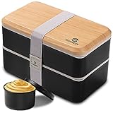 Sinnsally Bento Box Japanisch,Lunchbox mit Fächern,Butterbrotdose Vesperbox Erwachsene,Brotzeitbox mit Besteck Brotbox,Auslaufsicher Brotdose Essensbox Frühstücksbox Jausenbox mit Unterteilung