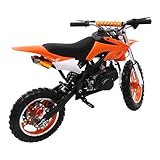 10 Zoll Kinder Dirt Bike, 49CC Mini Motorrad für Kinder, Pocket Bike Rennbike Pitbike für von 6–16 Jahren (Orange)