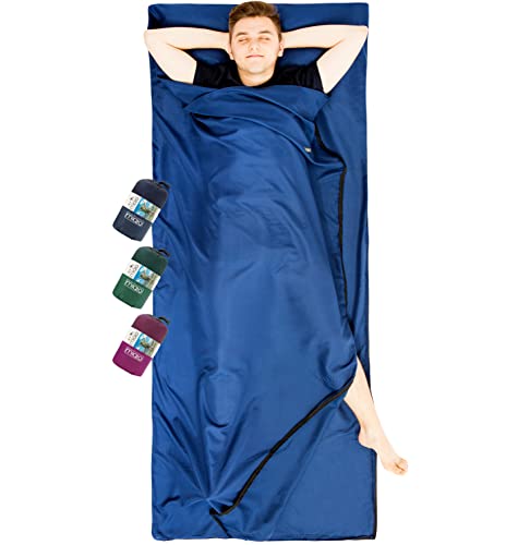 Miqio® 2in1 Hüttenschlafsack mit durchgängigem Reißverschluss (Links oder rechts): Leichter Komfort Reiseschlafsack und XL Reisedecke in Einem - Sommer Schlafsack Innenschlafsack Inlett Inlay
