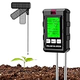 6 in-1 Bodentester, Multifunktionales Bodenfruchtbarkeit, Boden-PH-Meter-Tester, Fruchtbarkeit, Temperatur, Lichtintensität, Luftfeuchtigkeit Präzises Bodenmessgerät für Garten, Pflanzen, Gartenarbeit