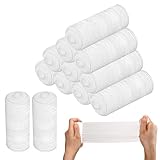Dehnbare Mullbandagen, 7,6 x 203,2 cm, 12 Rollen, Gaze gerollte Bandage, Baumwolle, elastische Gaze für Woulds, Verletzungen und Operationen nach der Pflege