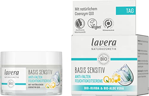 lavera Feuchtigkeitscreme Q10 - reduziert Falten - feuchtigkeitsspendend - Anti Aging Tagescreme - Tagespflege - Bio - vegan - zertifizierte Naturkosmetik - Natural - Gesichtscreme - 1er Pack - 50ml