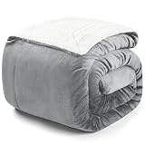 Blumtal Premium Sherpa Kuscheldecke flauschig - Wohndecke Kuscheldecke 130x150 cm - Oeko-TEX zertifizierte Fleecedecke 130x150 cm - Wohn- & Kuscheldecke - Wohndecke 130x150 - Flauschige Decke in Grau