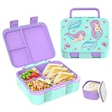 hombrima Kinder Lunch Box, Bento Box Food Storage Container mit Multi-Fächern für Jungen Mädchen Kinder Erwachsene Arbeitsschule (Hellgrün-Fische)