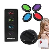Schlüsselfinder -Locator, Sound Alarm Tracker, drahtloses Beep -System | 131ft Distanzempfänger mit Taschenlampenfunktion und Smart Ring Alert, Langstrecken-Tracker zum Auffinden von Schlüssel und Wer