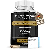 Shilajit Original Kapseln - 1000mg Tagesdosis - 120 Kapseln (hochdosiert) - Mumijo Shilajit Extrakt (10:1 Formel) - 80% Fulvinsäure, natürliche Quelle von Mineralien & Huminsäure - Vegan + Geprüft