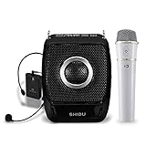 Sprachverstärker Tragbar Stimmverstärker Lautsprecher mit Mikrofons Handheld drahtlos Mikrofon und Headset Bluetooth 4.0 wiederaufladbare Pa Systemfür Karaoke, ehrer, eiseleiter, Rainer, oga(25 Watt)
