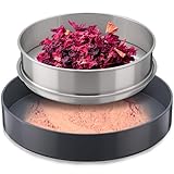 Reallnaive 2-in-1 Trimmschale mit 150μmFeinmaschensieb Tragbares Trockensieb-Sieb-Sieb-Set Edelstahl Pollensieb Sieb Gartenarbeit Blumensieb Pflanzenernte Set für Gartentrimmen Sortieren