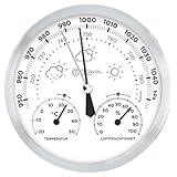 Design Analoge Wetterstation Hygrometer, Barometer, Thermometer 130 mm