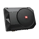 JBL BassPro SL2 Aktiv Subwoofer Auto Set - Car hifi Untersitz Bassbox Gehäuse mit Bassreflex Woofer box groß 200mm und 125 Watt aktiver Verstärker, Schwarz, 44