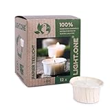 Wenzel Teelichter 12er Set – 6h Brenndauer, CO2-neutral & vegan – Rapswachs Kerzen ohne Aluhülle – Nachhaltig, Made in Germany – plastikfrei & durchsichtig
