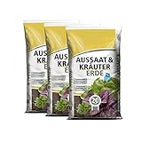 Aussaaterde 60 Liter (3 x 20 Liter) torf-reduzierte Anzuchterde für Pflanzen Kräuter Blumen optimale Versorgung durch perfekte Zusammensetzung Kräutererde Pikiererde