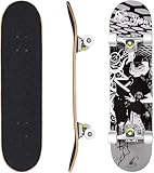 Skateboard für Anfänger & Profis, 7-lagiges Ahornholz, bis 100kg, 85A PU Räder, ABEC-7 Lager, langlebig, 90° Weitwinkel, perfektes Skate-Board für Kinder, Jugendliche & Erwachsene