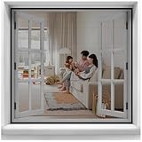 Fliegengitter BalkonFenster 105x100cm Anti Mosquito Insekt Hände frei,Insektenschutz,Fliegengitter vorhang für Küche Wohnzimmer Schlafzimmer Schwarz