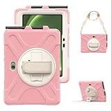 Robuste Schutzhülle für Samsung Galaxy Tab Active 5 Pro 2025/Active 4 Pro 2022/Active PRO 2019 (10,1 Zoll), robuste 3-lagige Schutzhülle mit Ständer und Griff, Schultergurt (Rosa)