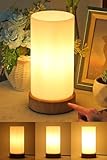 HSLighting Nachttischlampe, Touch Dimmbar Tischlampe mit Glas Lampenschirm Night Light Glühbirne 3 Helligkeitsstufen Einstellbar Nachtischlampen Tischleuchte Minimalistische für Lesen Wohnzimme