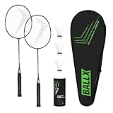 BallX Badminton Set 2er incl. Federbälle & Tasche | Freizeit Federball Set | Badminton Schläger | Federball Schläger | Badmintonschläger | Federball Set Erwachsene Federballspiel Federballschläger