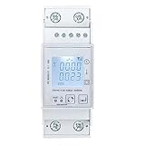 Asyduey Tuya Smart ZigBee EnergiezäHler, Einphasig, 80 A, Din-Schiene, Leistungsmonitor, KWh, Wattmeter, Voltmeter, 110 V, 220 V, 50/60 Hz