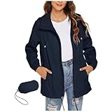 Leichte Regenjacke für Damen, mit Kapuze, lang, wasserdicht, für Damen, Softshell-Regenmantel, Jacken, Regenponcho, verstaubar, Funktionsjacke, Windbreaker, atmungsaktiv, Poncho, wasserdicht, für