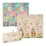 Relaxdays Spielmatte, Faltbare Kindermatte, schadstofffrei, 200 x 180 cm, XPE-Schaumstoffmatte, Krabbelmatte Baby, bunt