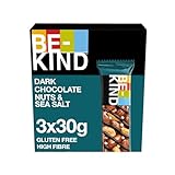 BE-KIND | Schokolade Müsliriegel | Gluten Frei Gesunder Snack | Dark Chocolate Nuts & Sea Salt | 3 x 30 g