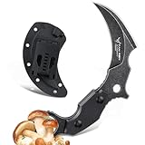 TAN RAN Jagdmesser Feststehende Klinge, Outdoor Messer Survival mit Kydex Scheide, Gürtelmesser D2 Stahl Pilzmesser für Picnic & BBQ Ideal Geschenk für Männer