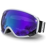ACURE Skibrille Herren Damen Erwachsene,Snowboard Brille Skibrillen Verspiegelt für Brillenträger, Ski Goggles Schneebrille mit Anti Beschlag UV-Schutz für Jungen und Mädchen
