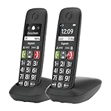 Gigaset E290 mit zweitem Mobilteil - Duo Set Senioren-Telefon ohne Anrufbeantworter, mit extra großen Tasten und Displays, Schnellwahltasten, Verstärker-Funktion für extra lautes Hören, schwarz