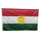 Stormflag kurdistan Flagge 3x5ft kurdish Flag 90cmx150cm Polyester 90g/2 mit Ösen mit Doppelnadel genäht.