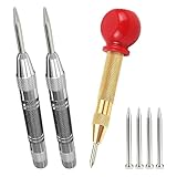 ﻿ HAPPOW 3 Stück Automatik Körner, Federkörner, Körner Metall werkzeug, Center Hole Punch mit 4 Ersatzspitzen, für Metall, Holz, Glas und Dünne Stahlbleche ﻿