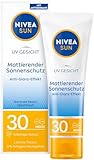 NIVEA SUN UV Gesicht Mattierender Sonnenschutz LSF 30 (50 ml), nicht fettende Sonnencreme für das Gesicht, sofort wirksame Sonnenmilch mit leichter Textur