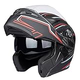 Helm für Motorräder Full-Face Motorcycle Helmet Tragbarer Integralhelme Flip-up Motorradhelm Zertifizierung von DOT (XXL, Magie)